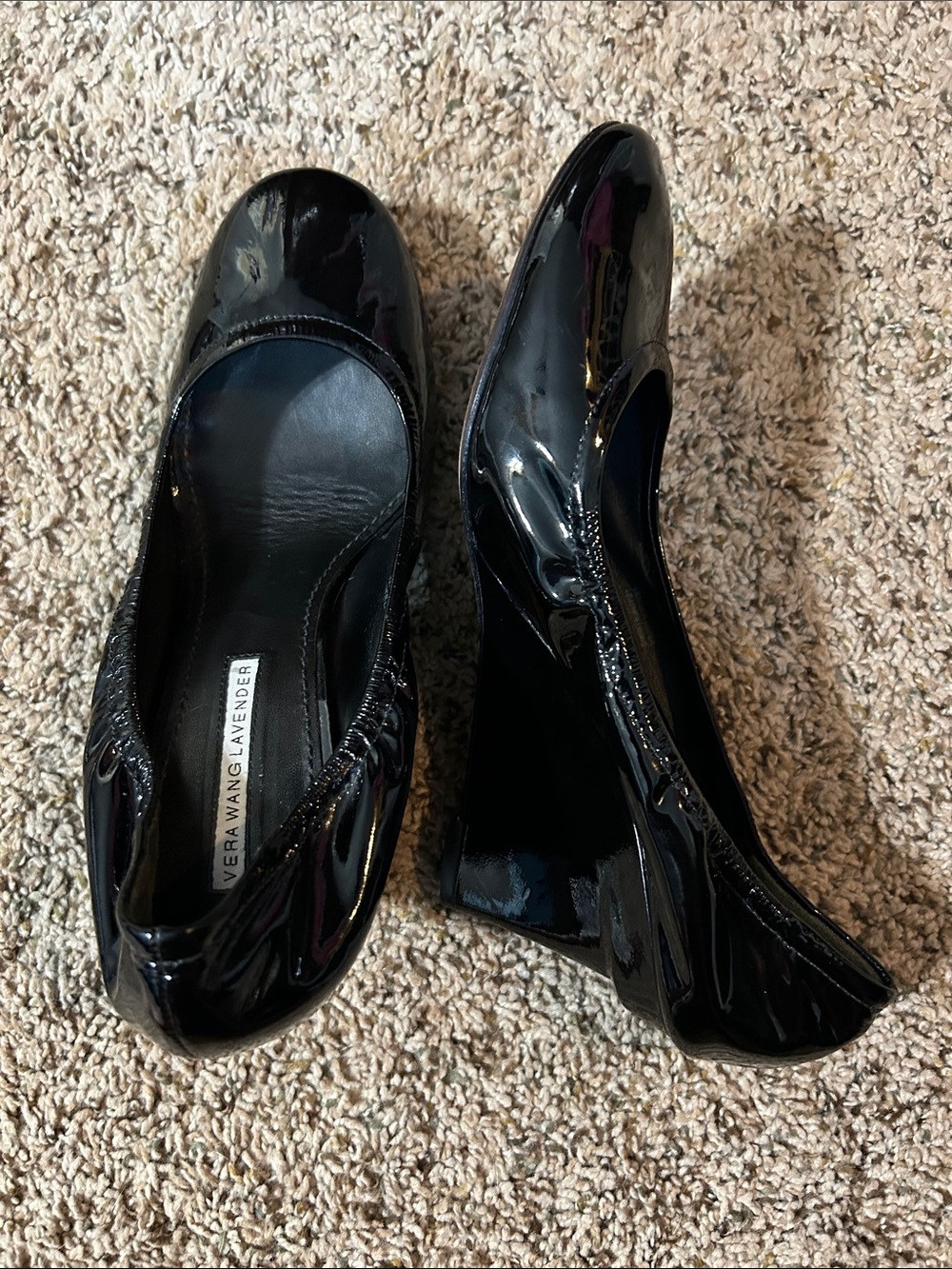 Vera Wang Lavender Wedge Patent Heel Pumps Leather